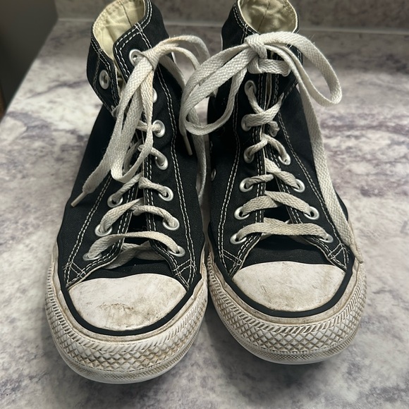 CONVERSE ALL STAR black high tops. Men’s size 6 women’s 8 - Picture 1 of 6